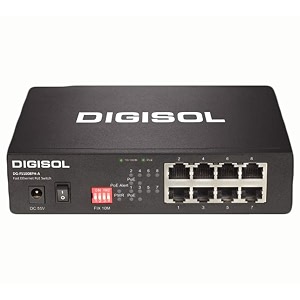 digisol dg-fs1008ph-a 8 port 10100m fast ethernet unmanaged poe switch with 4 poe ports with external power adapter