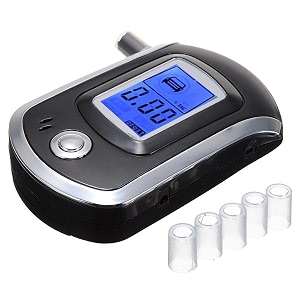digital alcohol tester guy detector breathalyser automatic lcd display with 5 mouthpiece