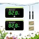 MoonOrange Digital Aquarium Thermometer, Stick-on Fish Tank Thermometer with LED Display, Wireless Aquarium Temperature Measurement with Battery-Change Tool and Extra Sticker.(Green*2)