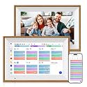 Digital Calendar, 10.1 Inch Electronic Calendar for Family Schedules, Smart Touchscreen Interactive Family Planner with Chore Chart, Meal Planner, Digital Picture Display, Gift for Mom Dad Mother (Wood Grain Color)