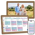 Digital Calendar, 15.6 Inch Electronic Calendar with Touchscreen Wall/Desk Mount, Smart Wall Planner with Chore Chart, Meal Planner, Photo Display & To-Do List for Family Schedules, Gift for Mom Dad (Wood Grain Color)