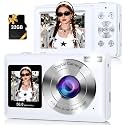 Digital Camera, 56MP Point and Shoot Camera with 32GB Card for Kids Teens