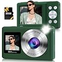 Digital Camera, 56MP Point and Shoot Camera with 32GB Card for Kids Teens