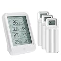 Digital Indoor Outdoor Thermometer & Hygrometer, 400FT Wireless Temperature Humidity Meter Monitor,1 Receiver 3 Sensor Inside/Outside Temp/RH Gauge for House,Home Room,Garage,Patio,Baby Nursery,Office