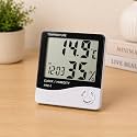 Digital Indoor Temperature and Humidity Meter with Clock, High Precision Hygrometer Thermometer with Alarm, Big LCD Display, Wall Mounted or Desktop for Home Office Use