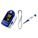 Digital LED Pulse Oximeter + Digital Thermometer Combo for Home Use Instant SpO₂ & Pulse Measurement, Fast & Accurate LED Pulse Oximeter, Instant Blood Oxygen & Heart Rate Checker With Batteries and Laynyard AD807