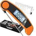 Digital Meat Thermometer Instant Read Orange Rotating Display IP56