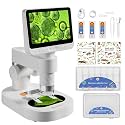 Digital Microscope 1600x, 4.0 Inch Portable Electronic Coin Microscope with 8 Adjustable LED Lights for Adults