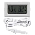Digital Probe Thermometer Hygrometer for Reptiles - 2-in-1 Terrarium Monitor with Instant Reading, Mini Design for Turtle Tank/Lizard Cage/Aquarium Habitat (White)