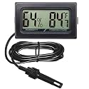 Digital Probe Thermometer Hygrometer for Reptiles - 2-in-1 Terrarium Monitor with Instant Reading, Mini Design for Turtle Tank/Lizard Cage/Aquarium Habitat (Black)
