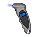 Digital Tire Pressure Gauge, 150PSI 4 Settings High Accuracy Tire Gauge with Backlit LCD and Non-Slip Grip, Easy to Read Air Pressure Gauge for Cars, Trucks and Bicycles (Gray)