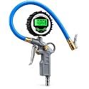 Digital Tyre Inflator with Pressure Gauge, Blue Air Hose & Clip-On Chuck, Tyre Air Filler for Car, Bike, Motorcycle & Vehicles