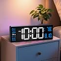 Digital Wall Clocks for Classroom, 16" Large Display Digital Electric Clock with Remote Control, Date, Week, Alarm, Temperature, Night Light for Living Room, Bedroom, Gym, Office(Blue)