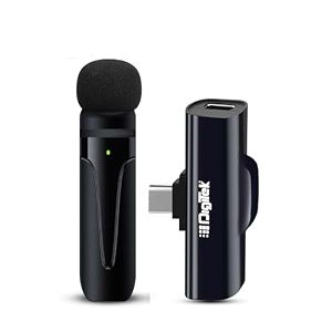 digitek dwm-001 wireless microphone amp receiver with type c in-built noise cancellation mic suitable for vlog you tube live streaming video recording and more