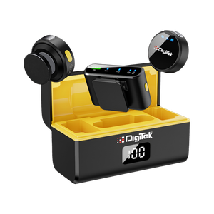 digitek dwm-116 24ghz 2-in-1 wireless mic with 40m range 6hr use for smartphone  dslr camera microphone