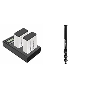 digitek platinum dual port li-ion lcd battery charger with 2 nos of 1250mah capacity lp e17 li-ion battery amp dmp 60n professional monopod with 4 extendable sections amp dual mount thread adapter