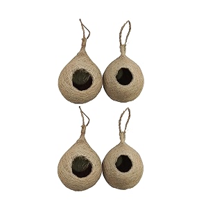 safest round organic hanging bird nest purely handmade sparrow small birds 10x6 inches pack of 4