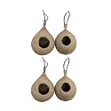 Safest Round Organic Hanging Bird Nest Purely Handmade Sparrow Small Birds 10x6 Inches Pack of 4