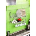 Dignity Stainless Steel Wallmount Multipurpose Kitchen Rack Dish Stand Cutlery Stand Silver Color
