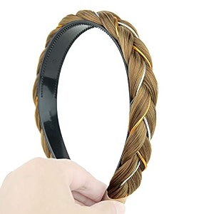 headband synthetic hair plaited headband braid braided with teeth hair band accessories for women girl wide 06 inch smoky gray