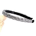 Headband Synthetic Hair Plaited Headband Braid Braided With Teeth Hair Band Accessories for Women Girl Wide 0.6 Inch (Smoky Gray)