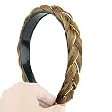 Headband Synthetic Hair Plaited Headband Braid Braided With Teeth Hair Band Accessories for Women Girl Wide 0.6 Inch (Smoky Gray)
