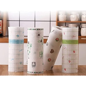 kitchen tissue roll pack of 3 3 roll 10 sheets each 1-ply multicolor medium recycled high absorbent reusable non woven fabric paper roll with sheets multifold