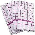 DII 100% Cotton, Machine Washable, Basic Everyday, Terry, Kitchen Dishtowel, Ultra Absorbant, Windowpane Design, 16 x 26" Set of 4- Orchid