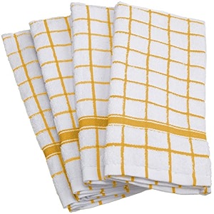 dii 100 cotton machine washable ultra absorbant basic everyday 16 x 2634 terry kitchen dish towel set of 4- mustard window pane