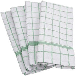dii 100 cotton machine washable ultra absorbant basic everyday 16 x 26 terry kitchen dish towel set of 4- mint window pane
