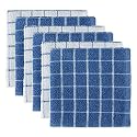 DII 100% Cotton, Machine Washable, Ultra Absorbant, Basic Everyday 12 x 12" Terry Kitchen Dish Cloths, Windowpane Design, Set of 6- Blueberry