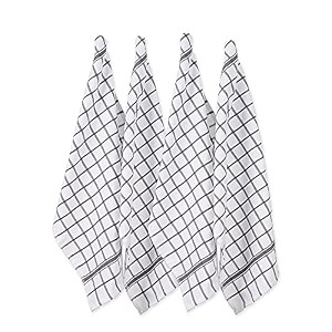 dii basic terry collection windowpane dishtowel set 16x26 gray 4 count