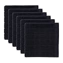 DII Basic Terry Collection Solid Windowpane Dishcloth Set, 12x12, Black, 6 Piece