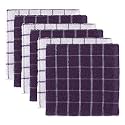 DII Basic Terry Collection Windowpane Dishcloth Set, 12x12, Eggplant 6 Piece