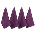 DII Basic Terry Collection Windowpane Dishtowel Set, 16x26, Eggplant Solid, 4 Piece