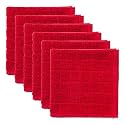 DII Basic Terry Collection Solid Windowpane Dishcloth Set, 12x12, Red, 6 Piece