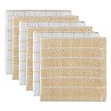 DII Cotton Terry Windowpane Dish Cloths, 12 x 12 Set of 6, Machine Washable and Ultra Absorbent Kitchen Dishcloth-Pebble