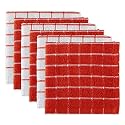 DII Cotton Terry Windowpane Dish Cloths, 12 x 12" Set of 6, Machine Washable and Ultra Absorbent Kitchen Bar Towels-Red