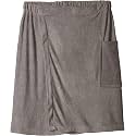 DII Men's Terry Shower Wrap Collection Adjustable with Velcro and Pocket, 54x20, Gray (Pack of 12)