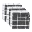 DII Terry Combo Windowpane Dishcloths Absorbant, Multi-Use, Fast Drying and Machine Washable, 12x12, Gray 6 Piece