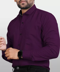 dijitra fab Men Solid Casual Purple Shirt