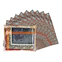 Set of 10 Pcs Flower Design Non Woven Single Saree Cover Packing Bag with Zip Combo (Orange)