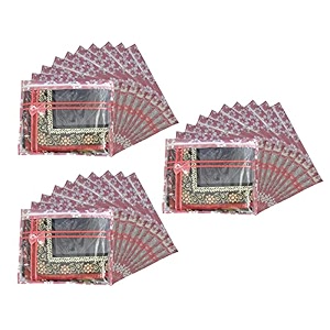 set of 30 pcs flower design non woven single saree cover packing bag with zip combo peach