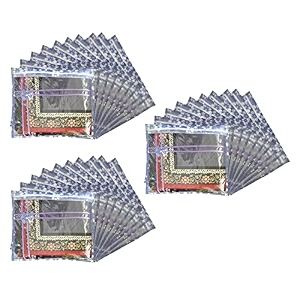 set of 30 pcs flower design non woven single saree cover packing bag with zip combo blue
