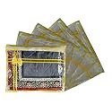 Set of 5 Pcs Flower Design Non Woven Single Saree Cover Packing Bag with Zip Combo (Yellow)