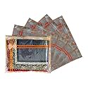 Set of 5 Pcs Flower Design Non Woven Single Saree Cover Packing Bag with Zip Combo (Orange)
