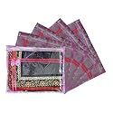 Set of 5 Pcs Flower Design Non Woven Single Saree Cover Packing Bag with Zip Combo (Pink)