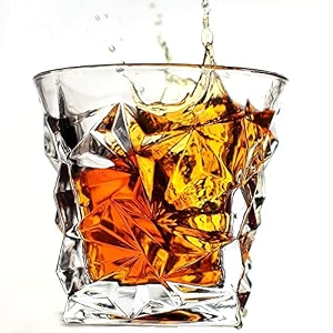 diamond cut whisky glass set of 6 310ml crystal clear old fashioned drinking glasses for scotch bourbon whiskey cocktails juice amp water heavy base premium bar glassware for home amp parties