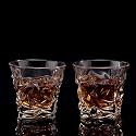 Diamond Crystal Cut Whiskey Glasses Set of 2 pcs- 300 ml Bar Glass for Drinking Bourbon, Whisky, Scotch, Cocktails, Cognac- Old Fashioned Cocktail Tumblers (Whisky Glass 300ml 2pcs)