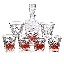 Whisky Decanter Bottle Set with Glasses, Pieces, Glass Tumblers for Alchohol, Liquor, Scotch, 850ml, 300 ml (1-Diamond Decanter 6-Glasses)